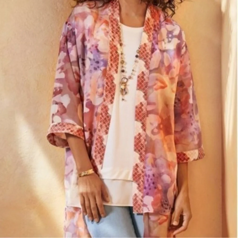 Soft Surroundings cool cat kimono size large